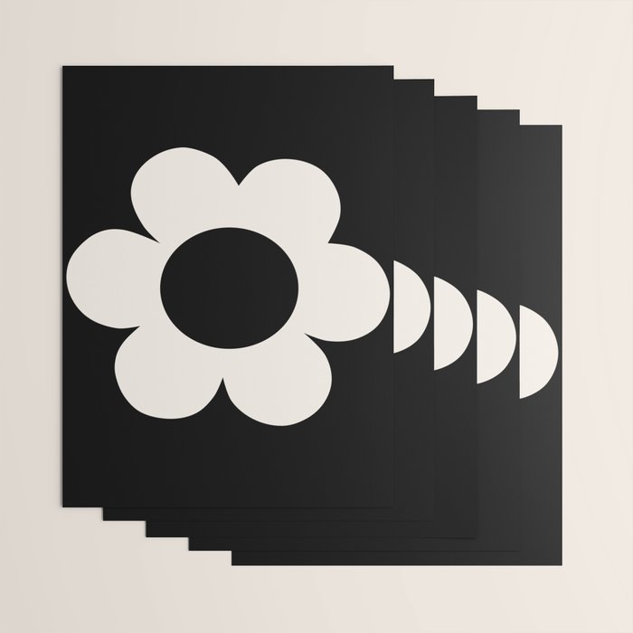 La Fleur | 06 - Retro Floral Print Black And White Flower Wrapping Paper Gallery Image 3