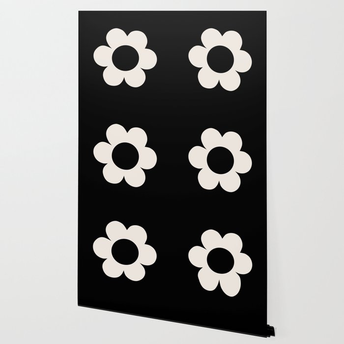 La Fleur | 06 - Retro Floral Print Black And White Flower Wallpaper Gallery Image 2
