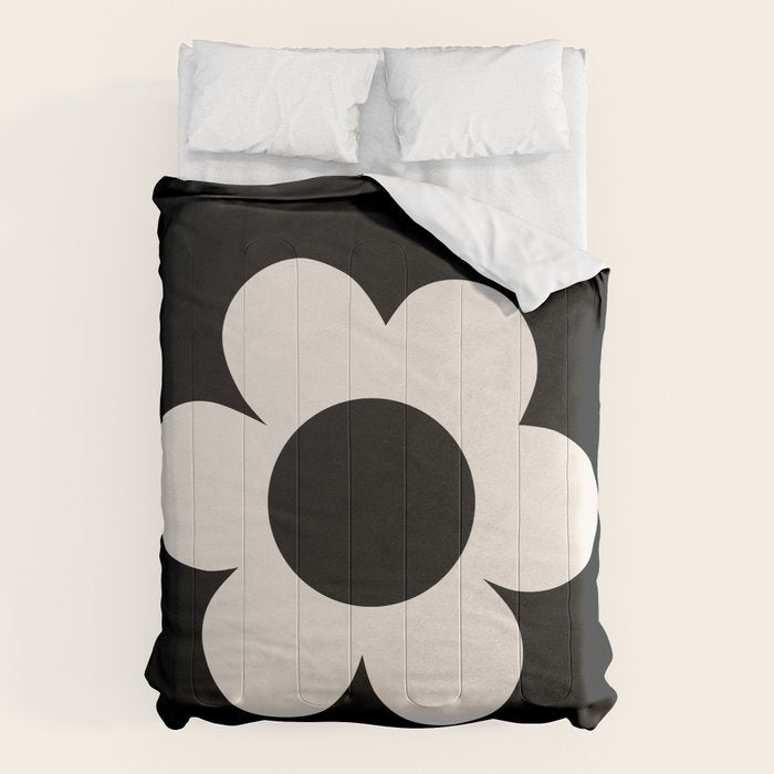 La Fleur | 06 - Retro Floral Print Black And White Flower Comforter Gallery Image 6