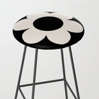 La Fleur | 06 - Retro Floral Print Black And White Flower Stool Gallery Image 2
