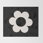 La Fleur | 06 - Retro Floral Print Black And White Flower Throw Blanket Gallery Image 2