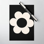 La Fleur | 06 - Retro Floral Print Black And White Flower Wrapping Paper Gallery Image 1