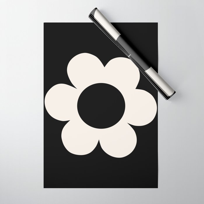 La Fleur | 06 - Retro Floral Print Black And White Flower Wrapping Paper Gallery Image 1