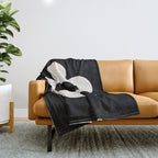 La Fleur | 06 - Retro Floral Print Black And White Flower Throw Blanket Gallery Image 1