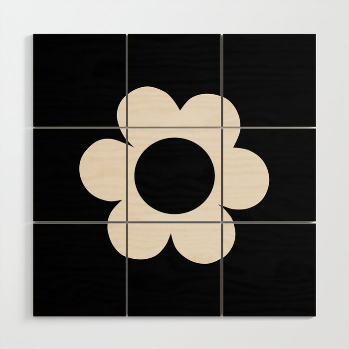 La Fleur | 06 - Retro Floral Print Black And White Flower Wood Wall Art Gallery Image 1