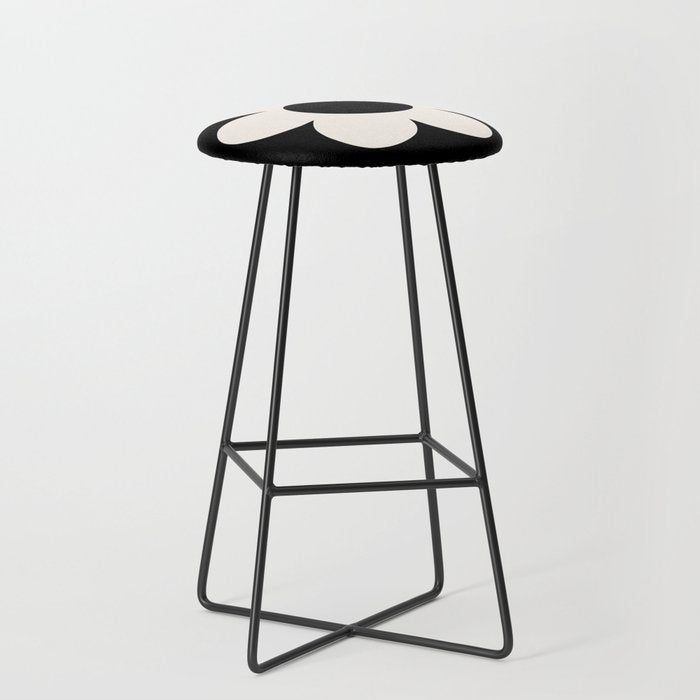 La Fleur | 06 - Retro Floral Print Black And White Flower Stool Gallery Image 1