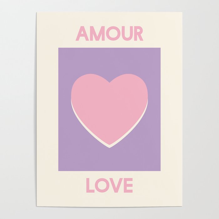 Amour Love Purple Pink Heart Poster Gallery Image 4