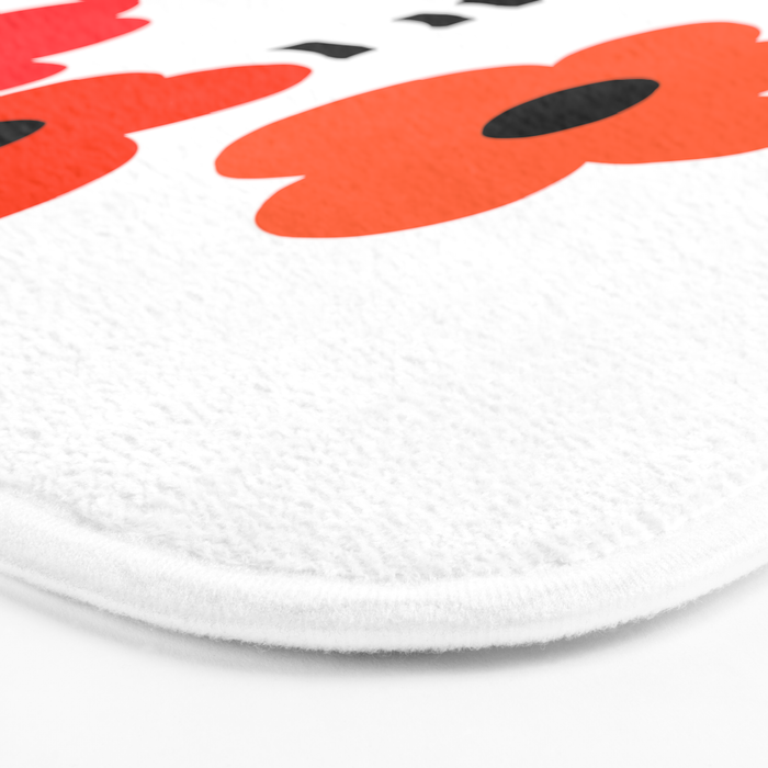 Red Petals Retro Flowers Stripe Bottles White Background #decor #society6 #buyart Bath Mat Gallery Image 3