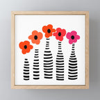 Red Petals Retro Flowers Stripe Bottles White Background #decor #society6 #buyart Mini Art Print Gallery Image 1