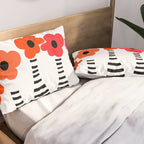 Red Petals Retro Flowers Stripe Bottles White Background #decor #society6 #buyart Pillow Sham Gallery Image 2