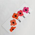 Red Petals Retro Flowers Stripe Bottles White Background #decor #society6 #buyart Yoga Mat Gallery Image 1