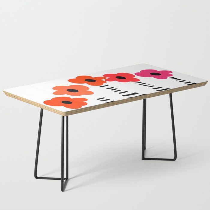Red Petals Retro Flowers Stripe Bottles White Background #decor #society6 #buyart Coffee Table Gallery Image 1