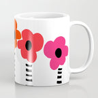 Red Petals Retro Flowers Stripe Bottles White Background #decor #society6 #buyart Coffee Mug Gallery Image 1