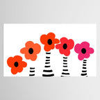 Red Petals Retro Flowers Stripe Bottles White Background #decor #society6 #buyart Tablecloth Gallery Image 2