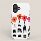Red Petals Retro Flowers Stripe Bottles White Background #decor #society6 #buyart iPhone Case Gallery Image 1
