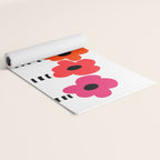 Red Petals Retro Flowers Stripe Bottles White Background #decor #society6 #buyart Yoga Mat Gallery Image 2