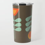 Scandi Flower Pair Retro Floral Minimalist Brown Orange Celadon Mint Travel Mug Gallery Image 1