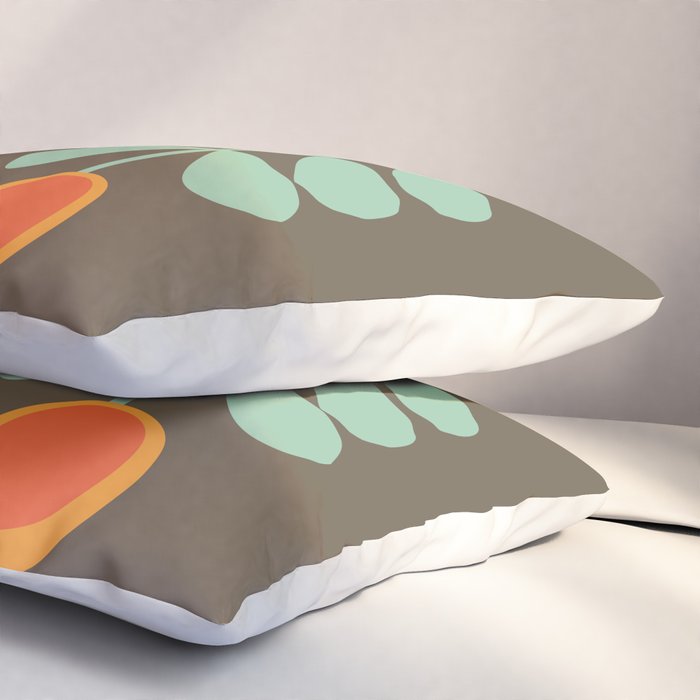 Scandi Flower Pair Retro Floral Minimalist Brown Orange Celadon Mint Pillow Sham Gallery Image 3