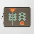 Scandi Flower Pair Retro Floral Minimalist Brown Orange Celadon Mint Laptop Sleeve Gallery Image 1