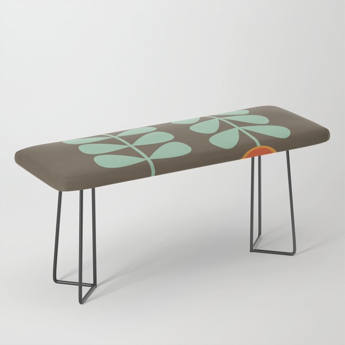 Scandi Flower Pair Retro Floral Minimalist Brown Orange Celadon Mint Bench Gallery Image 1