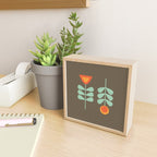 Scandi Flower Pair Retro Floral Minimalist Brown Orange Celadon Mint Mini Art Print Gallery Image 2