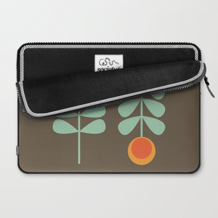 Scandi Flower Pair Retro Floral Minimalist Brown Orange Celadon Mint Laptop Sleeve Gallery Image 2