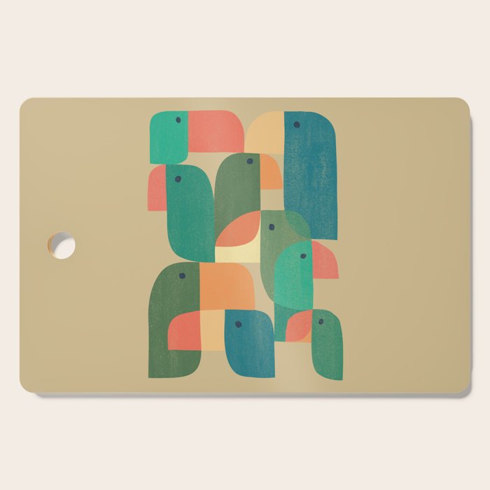 Mid-century tropical birds Cutting Board Gallery Image 1