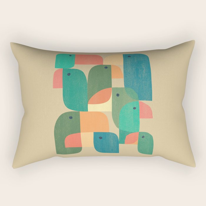 Mid-century tropical birds Rectangular Pillow Gallery Image 2