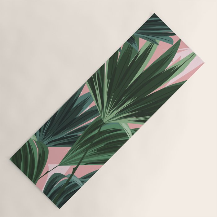 Pink and green palm trees Yoga Mat Gallery Image 1