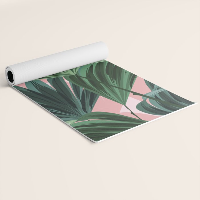 Pink and green palm trees Yoga Mat Gallery Image 2