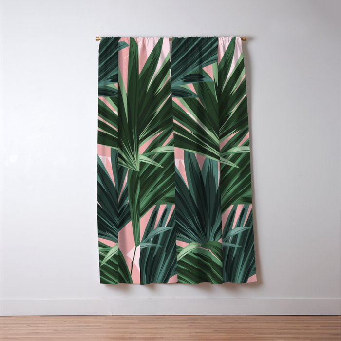 Pink and green palm trees Window Curtain Gallery Image 3