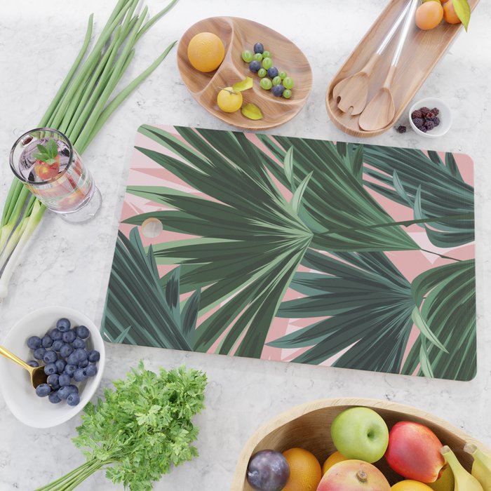 Pink and green palm trees Cutting Board Gallery Image 2