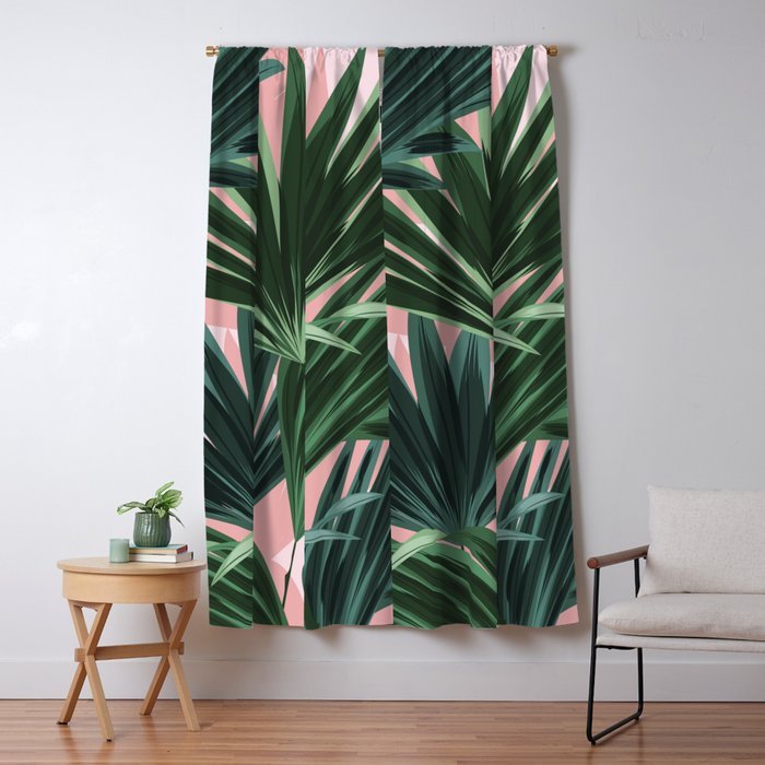Pink and green palm trees Window Curtain Gallery Image 5