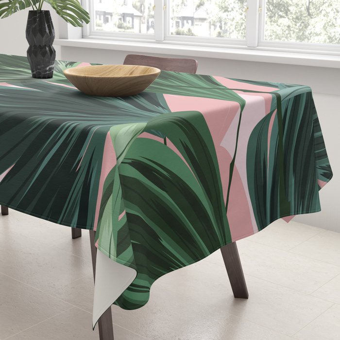 Pink and green palm trees Tablecloth Gallery Image 3