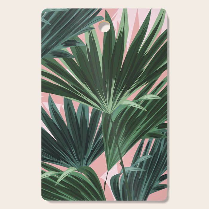 Pink and green palm trees Cutting Board Gallery Image 1