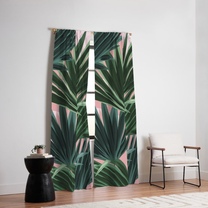 Pink and green palm trees Window Curtain Gallery Image 2