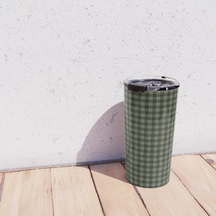 Gingham Plaid Pattern - Forest Green Travel Mug Gallery Image 4