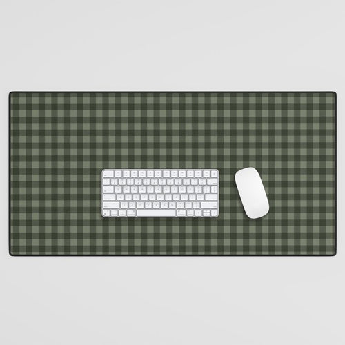 Gingham Plaid Pattern - Forest Green Desk Mat Gallery Image 1