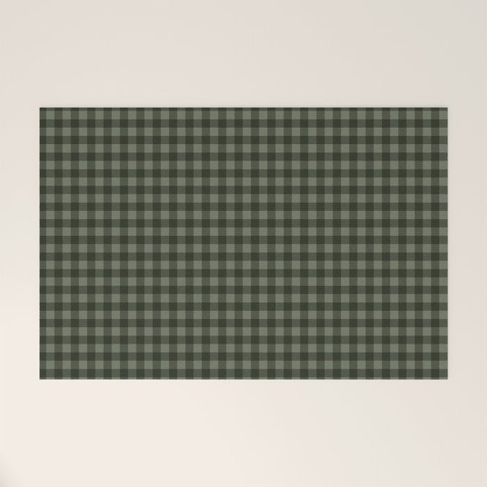 Gingham Plaid Pattern - Forest Green Welcome Mat Gallery Image 1