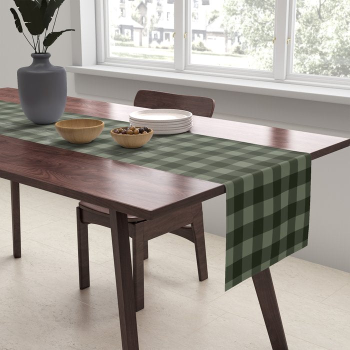 Gingham Plaid Pattern - Forest Green Table Runner Gallery Image 2