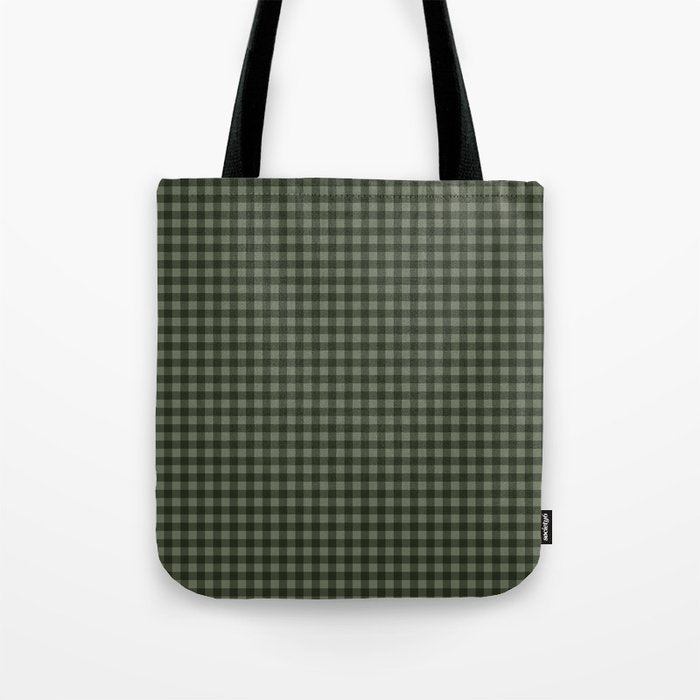 Gingham Plaid Pattern - Forest Green Tote Bag Gallery Image 1