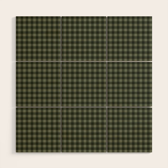 Gingham Plaid Pattern - Forest Green Wood Wall Art Gallery Image 1