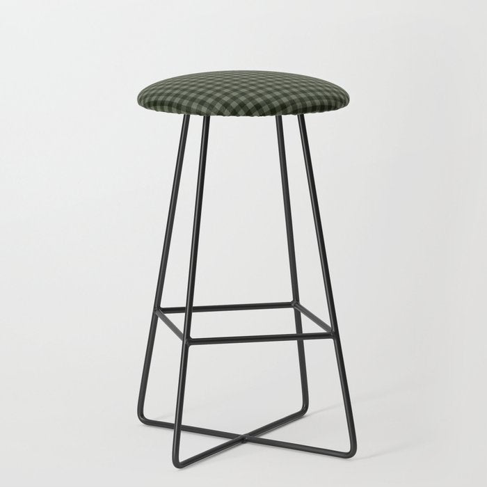 Gingham Plaid Pattern - Forest Green Stool Gallery Image 1