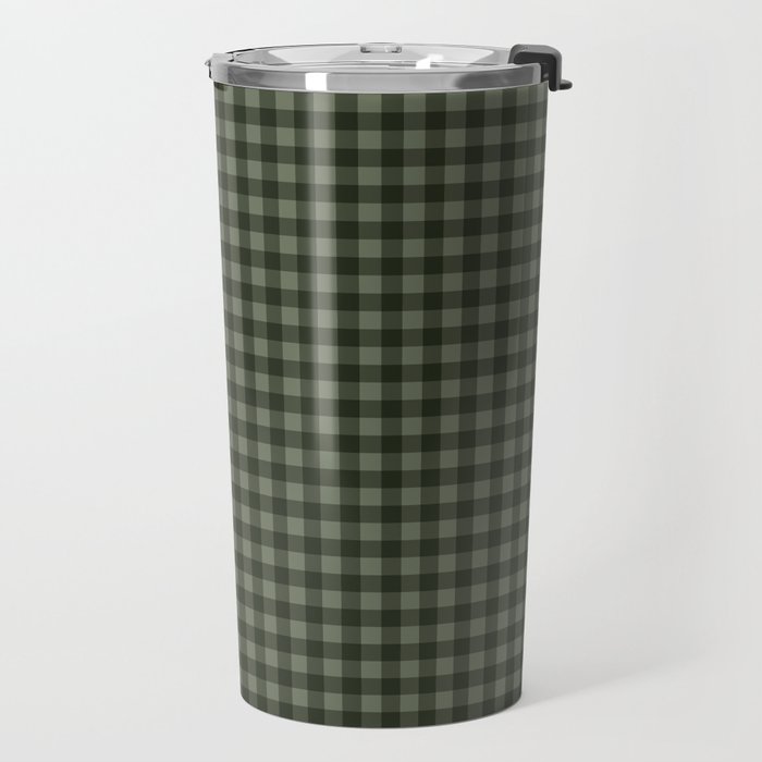Gingham Plaid Pattern - Forest Green Travel Mug Gallery Image 2