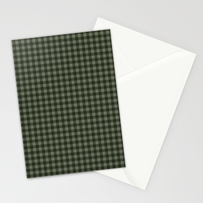 Gingham Plaid Pattern - Forest Green Stationery Card Gallery Image 2