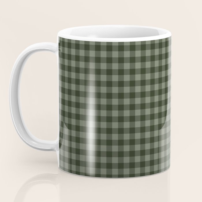 Gingham Plaid Pattern - Forest Green Coffee Mug Gallery Image 3