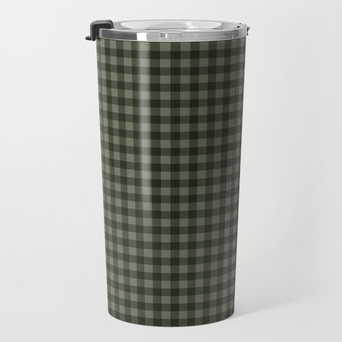 Gingham Plaid Pattern - Forest Green Travel Mug Gallery Image 3