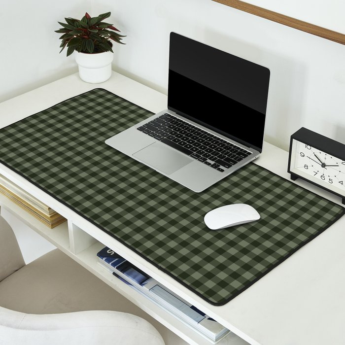 Gingham Plaid Pattern - Forest Green Desk Mat Gallery Image 2