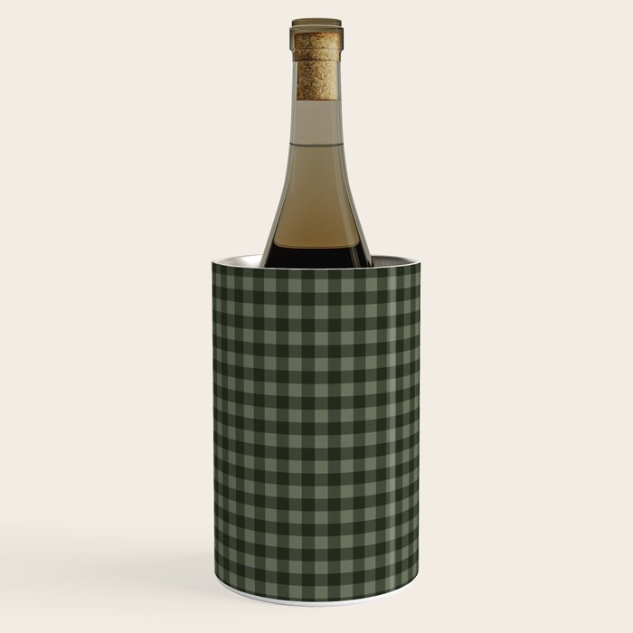 Gingham Plaid Pattern - Forest Green Wine Chiller Gallery Image 1