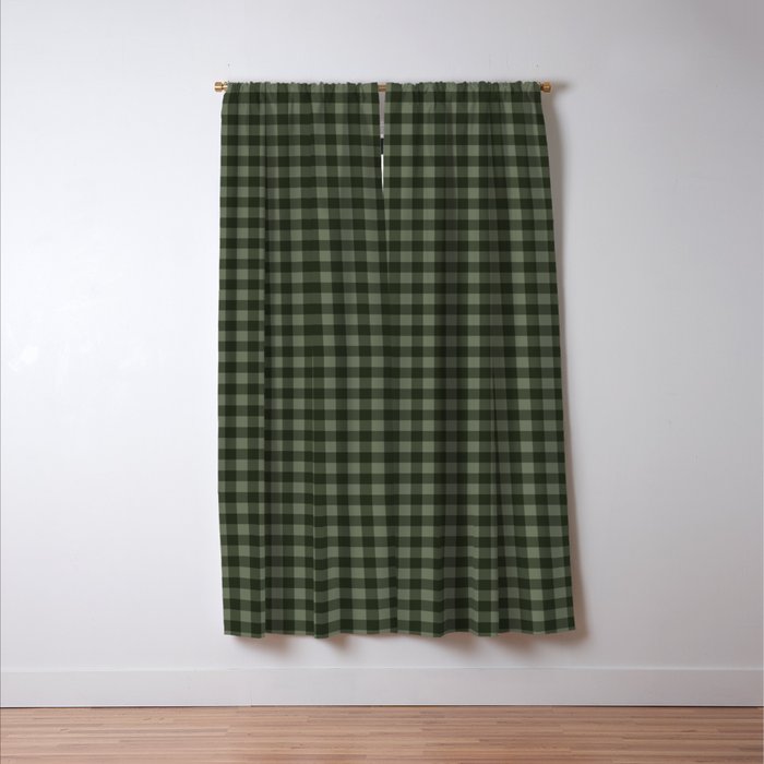 Gingham Plaid Pattern - Forest Green Window Curtain Gallery Image 3